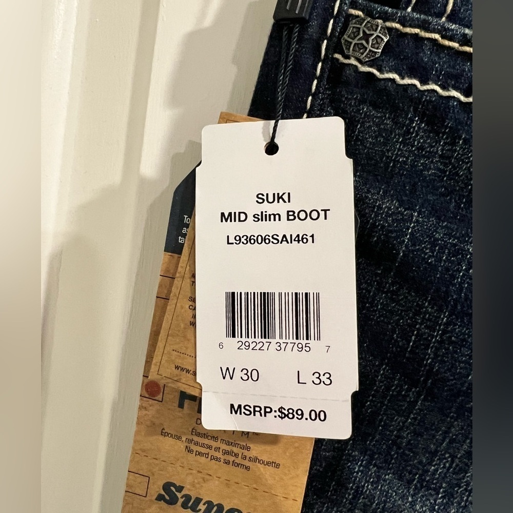 NEW NWT suki‎ mid slim boot silver Jeans 30/33 30x33 - Picture 7 of 13